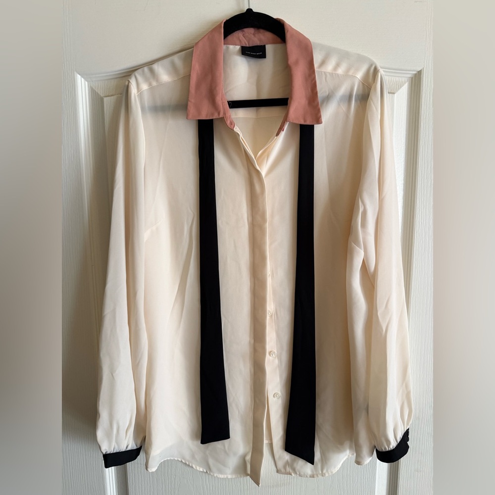 Who What Wear Blush Button Down Shirt
